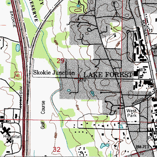 Topographic Map of Skokie Junction, IL