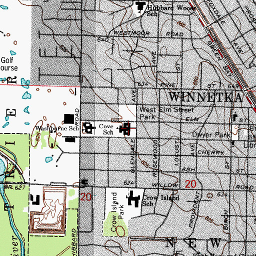 Topographic Map of The Skokie School, IL