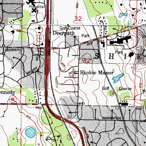 Topographic Map of Skokie Manor, IL