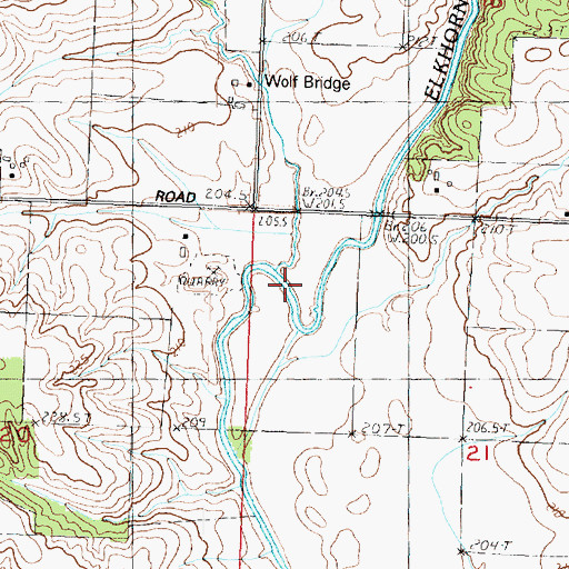 Topographic Map of Skunk Creek, IL