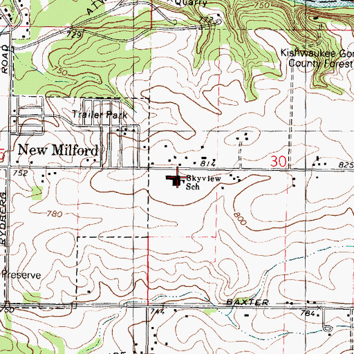 Topographic Map of Skyview Center, IL