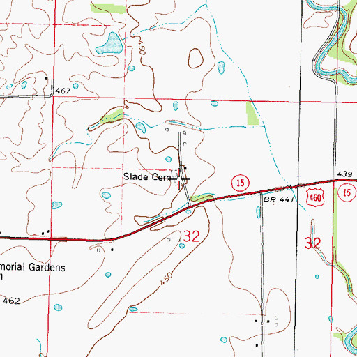 Topographic Map of Slade Cemetery, IL