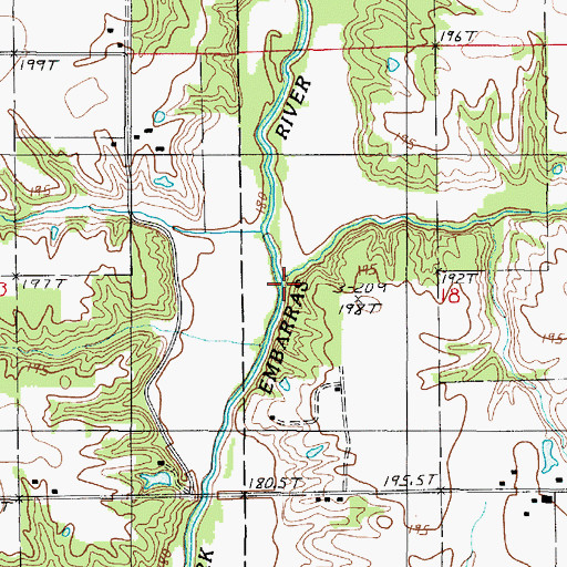 Topographic Map of Slater Creek, IL