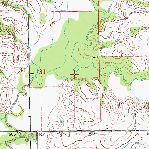 Topographic Map of Slater Creek, IL