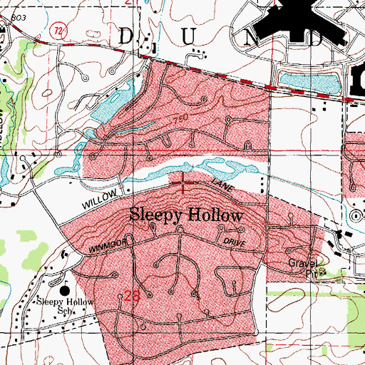 Topographic Map of Sleepy Hollow, IL