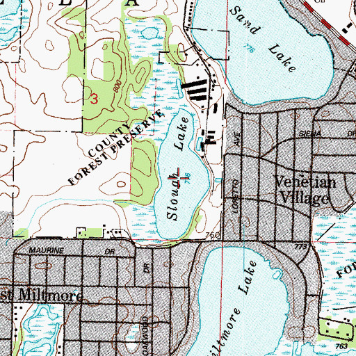 Topographic Map of Slough Lake, IL