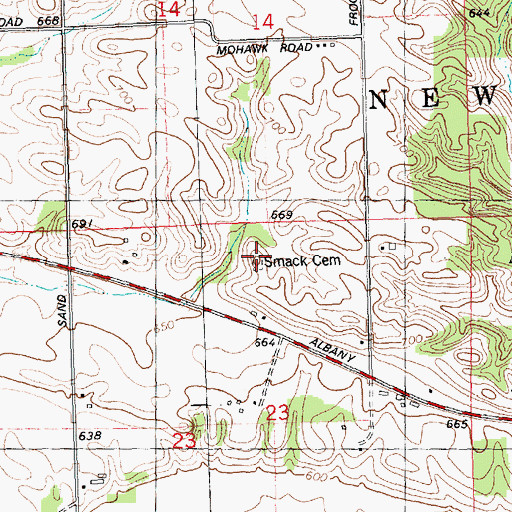 Topographic Map of Smack Cemetery, IL