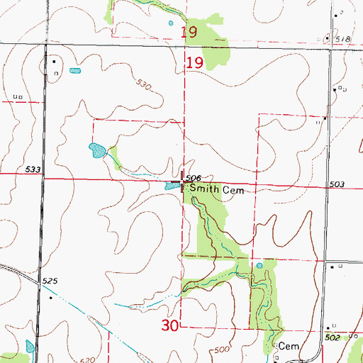 Topographic Map of Smith Cemetery, IL