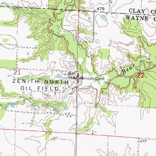 Topographic Map of Smith Cemetery, IL
