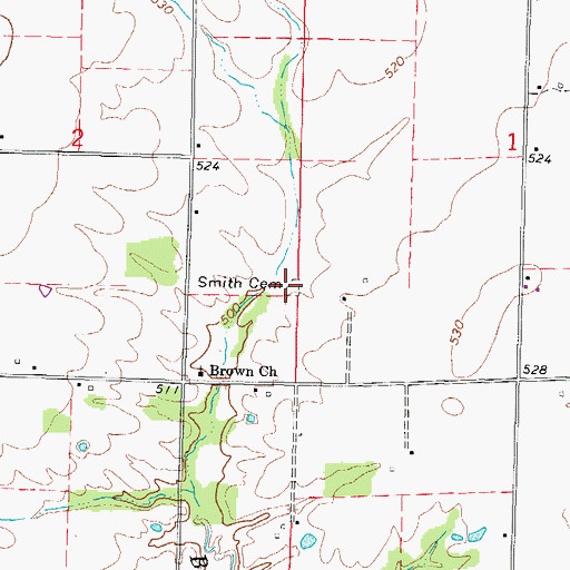 Topographic Map of Smith Cemetery, IL