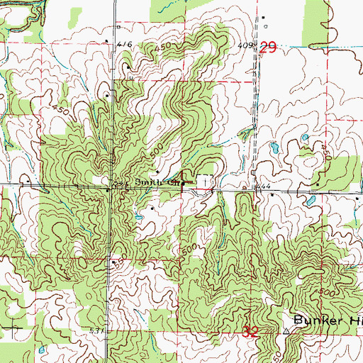 Topographic Map of Smith Church, IL