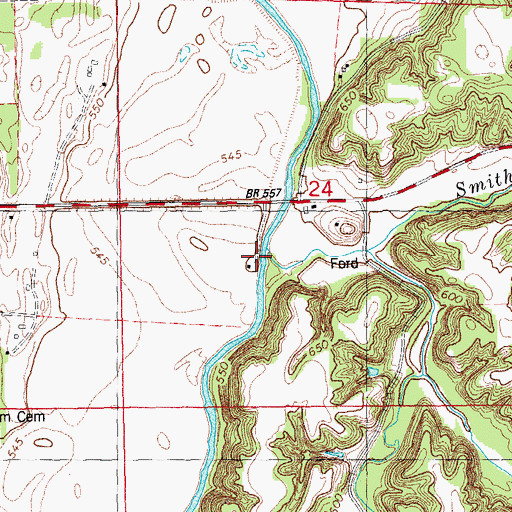 Topographic Map of Smith Creek, IL