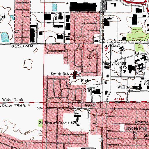 Topographic Map of Smith Elementary School, IL