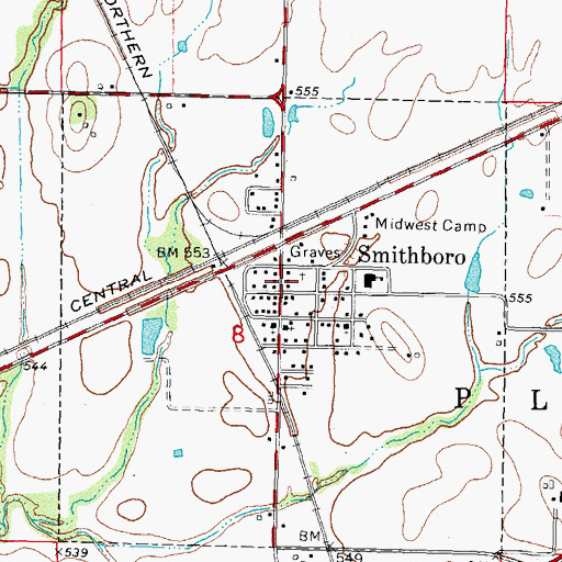 Topographic Map of Smithboro, IL