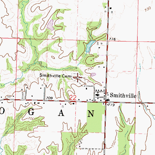 Topographic Map of Smithville Cemetery, IL