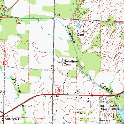 Topographic Map of Smothers Cemetery, IL