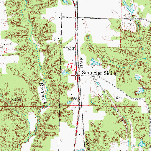 Topographic Map of Smutzlar Siding, IL