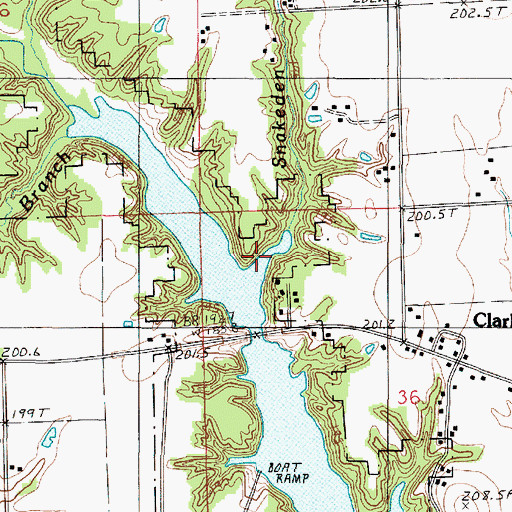 Topographic Map of Snakeden Branch, IL