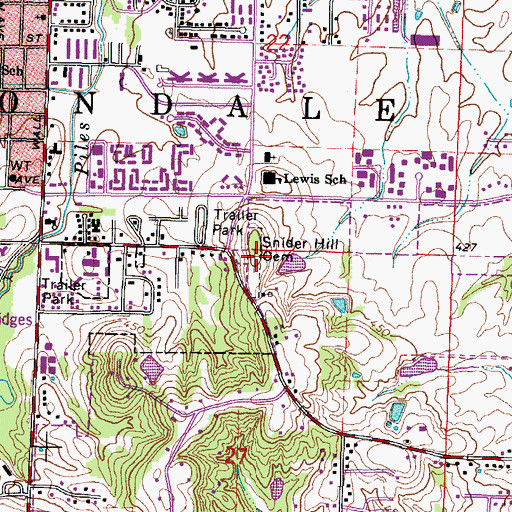 Topographic Map of Snider Hill Cemetery, IL