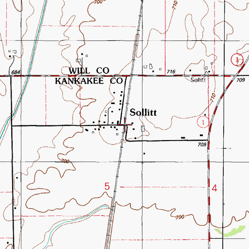 Topographic Map of Sollitt, IL