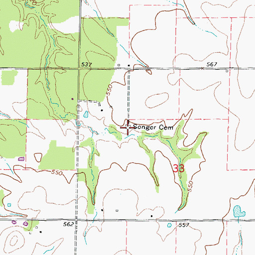 Topographic Map of Songer Cemetery, IL