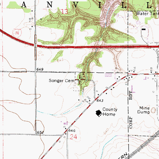 Topographic Map of Songer Cemetery, IL