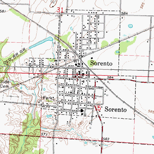 Topographic Map of Sorento, IL