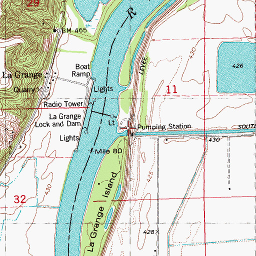 Topographic Map of South Beardstown Pumping Station, IL