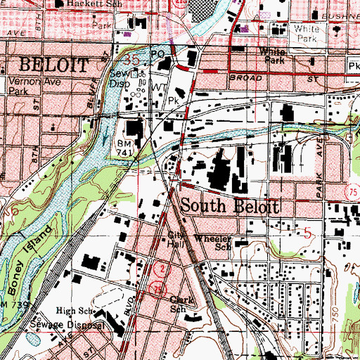 Topographic Map of South Beloit, IL