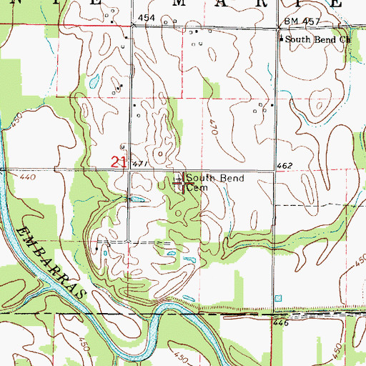 Topographic Map of Dark Bend Cemetery, IL