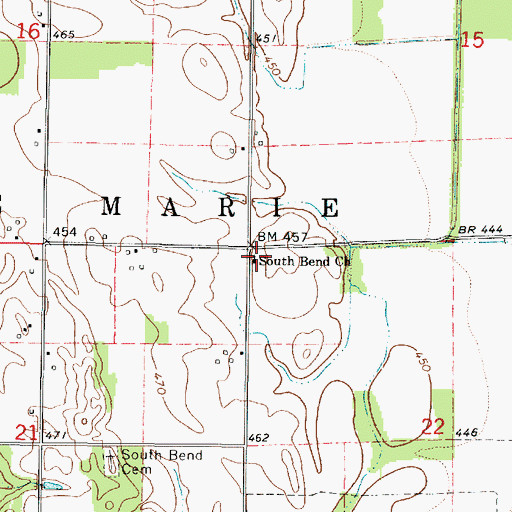 Topographic Map of South Bend Church, IL