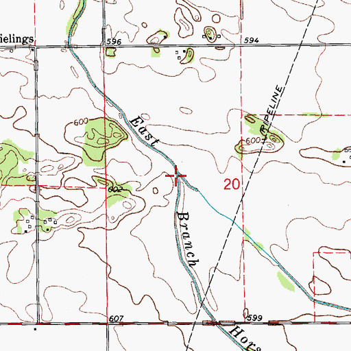 Topographic Map of South Bonfield Branch, IL