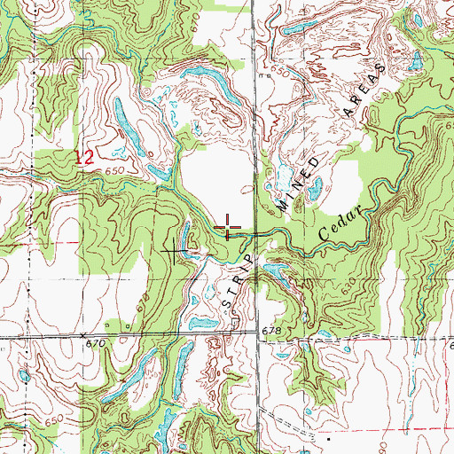 Topographic Map of South Branch Cedar Creek, IL