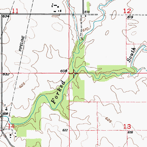 Topographic Map of South Branch Forked Creek, IL