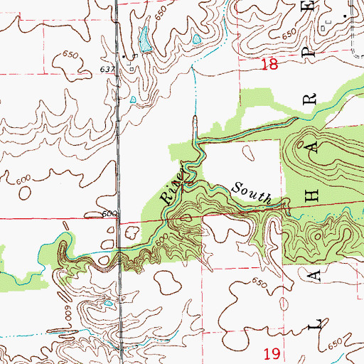 Topographic Map of South Branch La Moine River, IL
