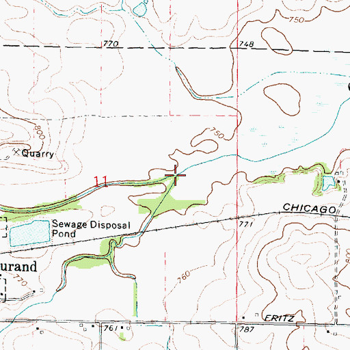 Topographic Map of South Branch Otter Creek, IL