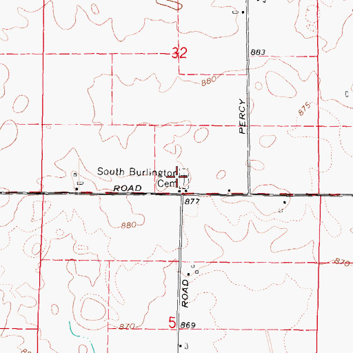 Topographic Map of South Burlington Cemetery, IL