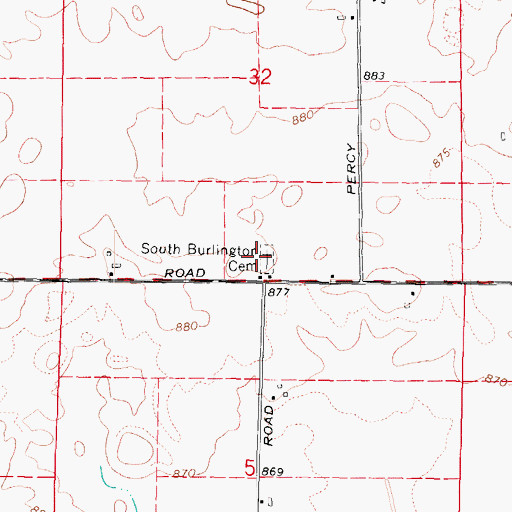 Topographic Map of South Burlington Cemetery, IL