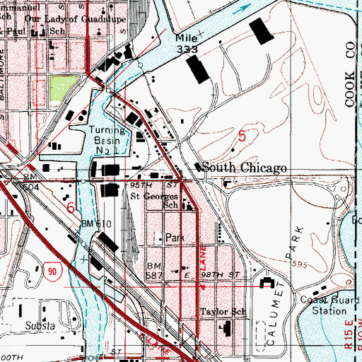 Topographic Map of South Chicago, IL