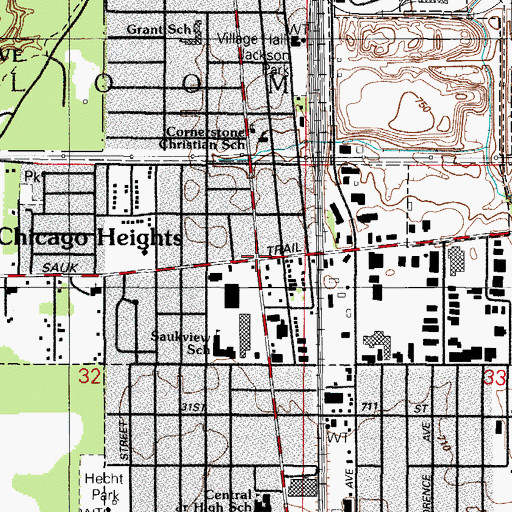 Topographic Map of South Chicago Heights, IL