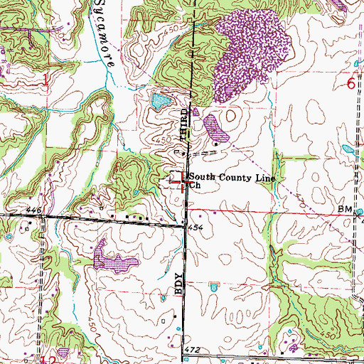 Topographic Map of South County Line Christian Church, IL