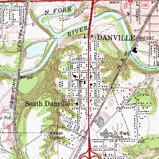 Topographic Map of South Danville, IL