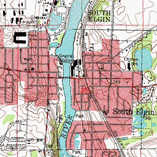 Topographic Map of South Elgin, IL