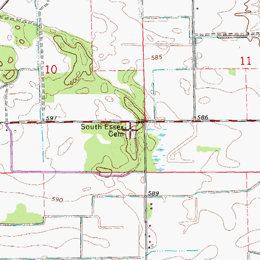 Topographic Map of South Essex Cemetery, IL
