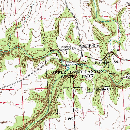 Topographic Map of South Fork Apple River, IL