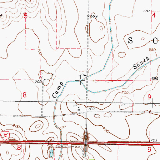 Topographic Map of South Fork Camp Creek, IL