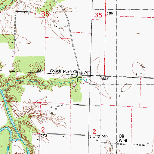 Topographic Map of South Fork Church, IL