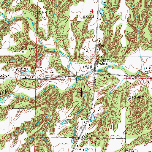 Topographic Map of South Fork Indian Creek, IL