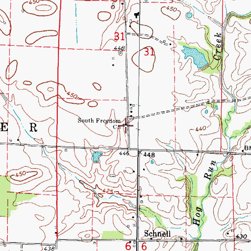Topographic Map of South Freedom Church, IL