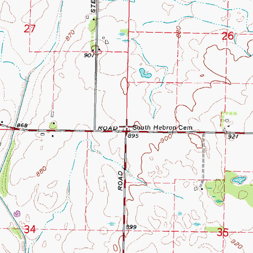Topographic Map of South Hebron Cemetery, IL
